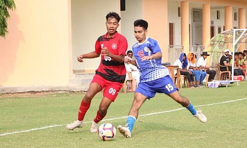 Tripura 2 (John Jamatia 56’ p, Biplab Debbarma 90+2’)lost to Madhya Pradesh 3 (Narayan Mahato 45+4’, Mohammad Yaseer 46’, Anurag Singh Rajput 64’) (AIFF)