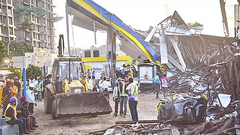 Rescue work underway near the site of the hoarding collapse at Ghatkopar (Photo: PTI)