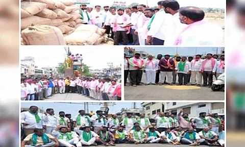 &nbsp;Bharat Rashtra Samithi (BRS) staged protests across Telangana (IANS)