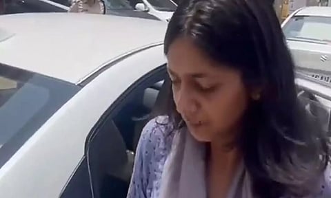 AAP MP Swati Maliwal at Tis Hazari court (ANI)