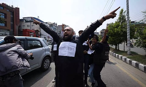 Students protesting (Photo/ANI)