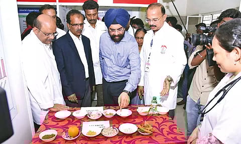 Health Secretary Gagandeep Singh Bedi at the Stanley Medical College and Hospital on Friday