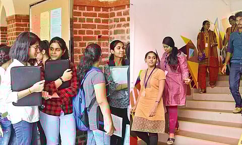 Aspirants in a city-based college waiting their turn to submit applications for undergraduate courses