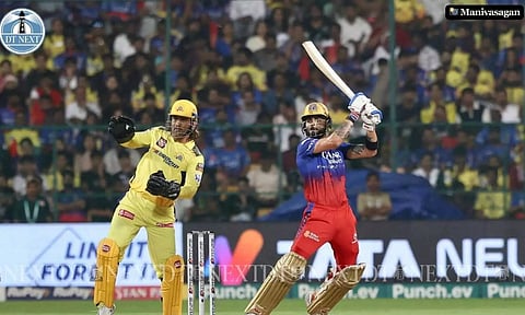 Virat Kohli plays a shot during the match (Photo: Manivasagan N)