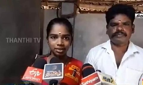 Durga Devi second-highest scorer in Tiruvarur district. (Screengrab)