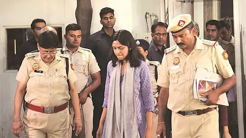 Aam Aadmi Party Rajya Sabha MP Swati Maliwal at Delhi CM Arvind Kejriwal’s residence at Civil Lines in New Delhi on May 17, 2024 | Photo: PTI