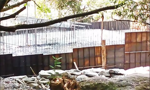 Check-dam construction work process in silandhi river