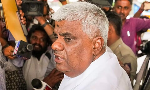 Janata Dal (Secular) MLA HD Revanna after he was released from jail, in Bengaluru (PTI)