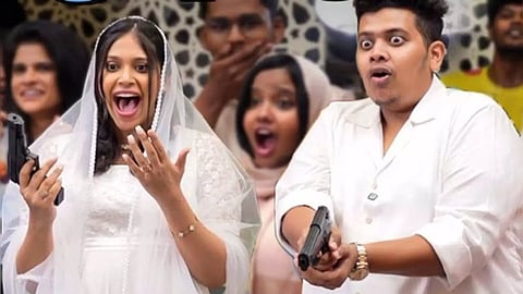 Aaliya and Irfan at their unborn baby's gender reveal party. (Screengrab)