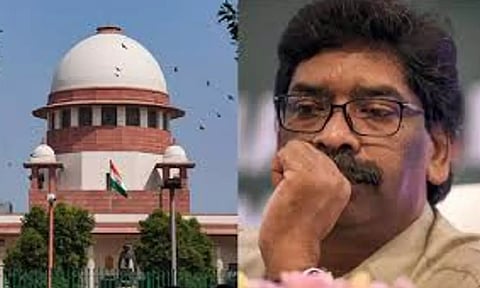 Hemant Soren (R) and Supreme Court (L)