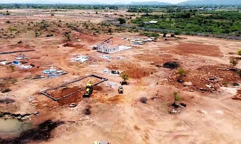 Aerial view of AIIMS construction site at Thoppur in Madurai