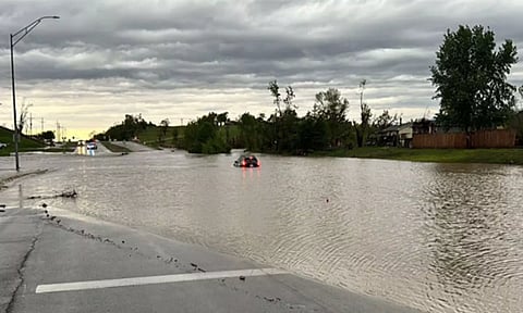 Flooding is seen at West Maple at Elkhorn Drive (ANI)