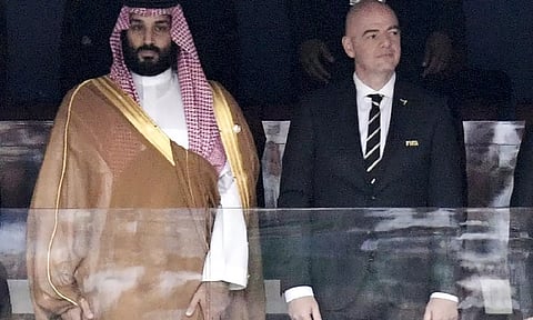 Saudi Arabia Crown Prince Mohammed bin Salman and FIFA President Gianni Infantino (AP)