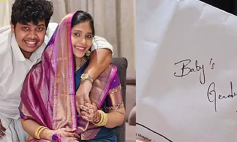 (L to R) YouTuber Irfan and his wife; Baby's gender report (Image credits: X)