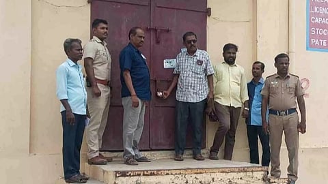 A team of officials sealed a godown with illegal possession of joint crackers in Sivakasi, Virudhunagar distrcit on Wednesday.