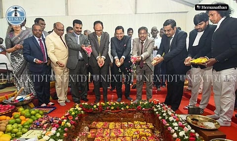 Laying foundation stones for 10 bungalows for judges at Greenways Road (Photo: Hemanathan M)&nbsp;