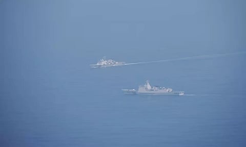 Chinese coastguard vessels are pictured while navigating at an undisclosed location in waters around Taiwan (Reuters)