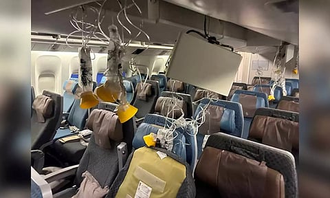The interior of Singapore Airlines flight SQ321 is pictured after an emergency landing (Reuters)