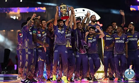 Kolkata Knight Riders team celebrating a victory with IPL Trophy (Justin George)