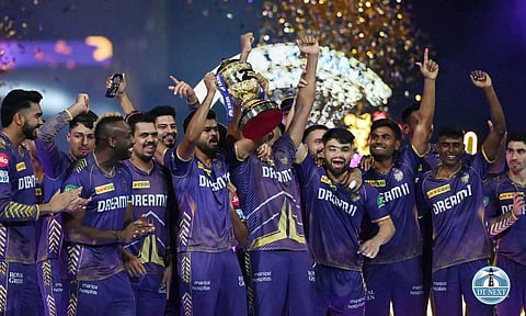 Kolkata Knight Riders team celebrating their victory with the IPL trophy (Photo:Justin George)
