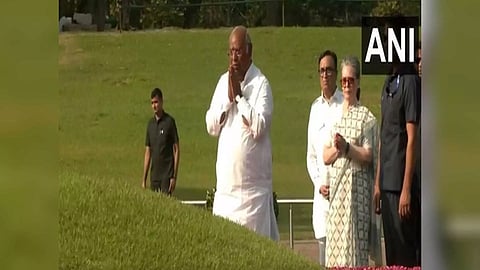 Congress President Mallikarjun Kharge with Sonia Gandhi. (Photo/ANI)