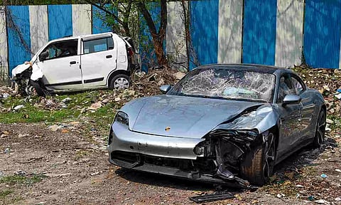 The Porsche car found without number plate, in Pune, Tuesday, May 21, 2024 (PTI)
