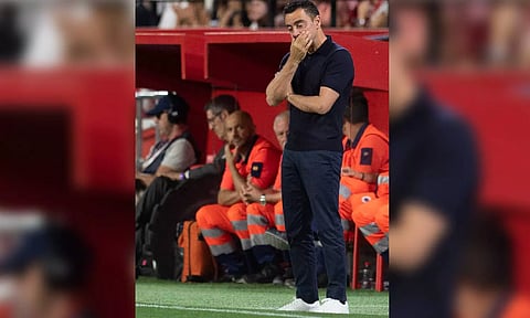 &nbsp;Xavi on the touchline during Barcelona's final league match