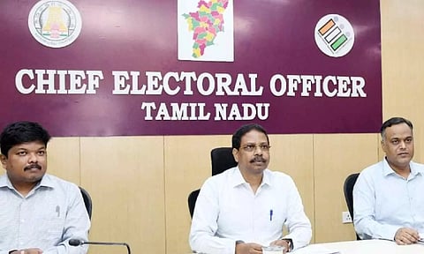 Tamil Nadu Chief Electoral Officer Satyabrata Sahoo attending a video conference meet chaired by Chief Election Commissioner Rajiv Kumar, from Chennai on May 27, 2024.