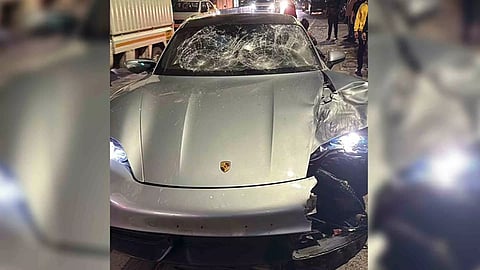 The mangled luxury car after the accident (Photo/ANI)