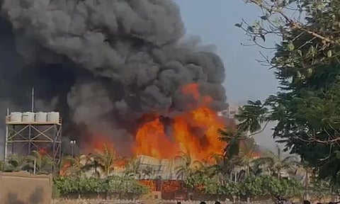 At least 28 people were killed after a massive fire broke out at a gaming zone in Gujarat’s Rajkot city on Saturday. (Image: ANI)