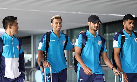 Indian football team players landed in Kolkata ahead of their FIFA World Cup qualifier against Kuwait on June 6