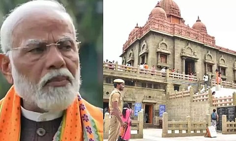 (L-R) PM Modi, Vivekananda Rock Memorial&nbsp;