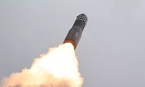 North Korea conducted a firing drill involving super-large multiple rocket launchers. (IANS)