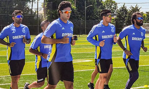 Indian cricket team players during a training session for the T20 World Cup in New York (PTI)