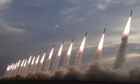 Firing drills at an undisclosed place in North Korea