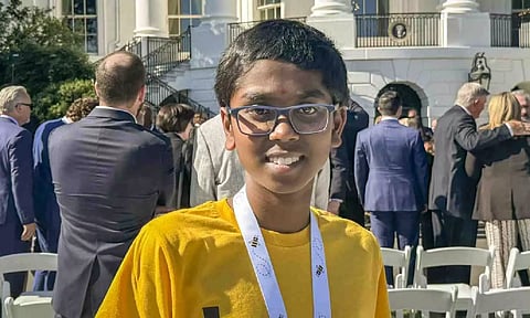 Scripps National Spelling Bee champion Bruhat Soma at the White House (PTI)
