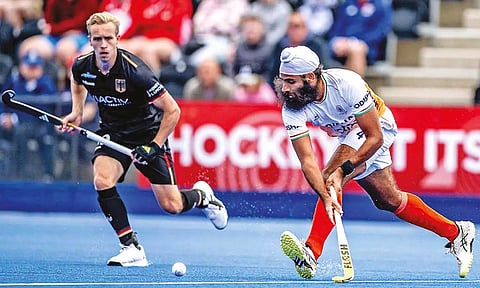 Action during India and Germany match