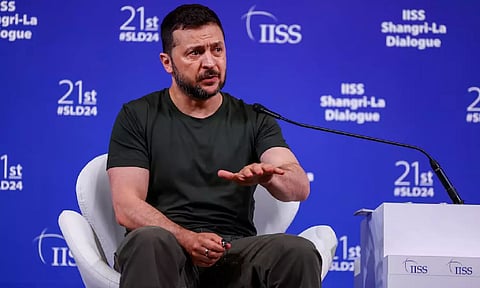 Volodomyr Zelenskiy at the Shangri-La Dialogue in Singapore (Reuters)