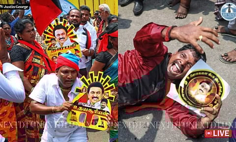 DMK supporters in Chennai rejoice over the party's victory in the Lok Sabha elections. (Photos | Justin George)