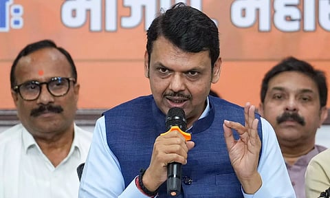Devendra Fadnavis during a press conference at the BJP office, in Mumbai (PTI)