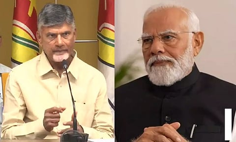 Andhra Pradesh Chief Minister N Chandrababu Naidu; PM Narendra Modi (PTI)