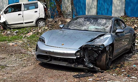 The porsche car that was involved in the crash (PTI)