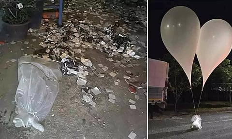 North Korea has flown hundreds of balloons carrying trash and manure toward South Korea in one of its most bizarre provocations against its rival in years. (X/AP)