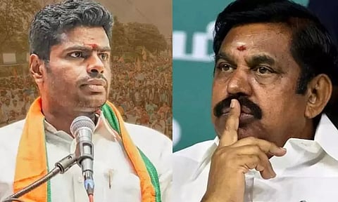 (L-R) K Annamalai, Edappadi K Palaniswamy (Photo: Daily Thanthi)