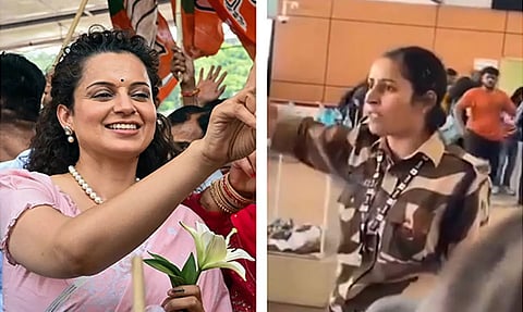 BJP MP Kangana Ranaut and CISF constable who allegedly slapped her (Photo/ANI)