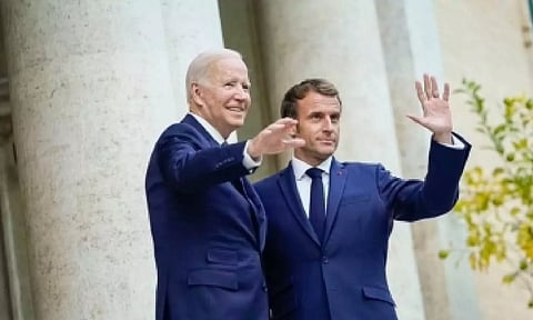 US President Joe Biden and French President Emmanuel Macron (IANS)