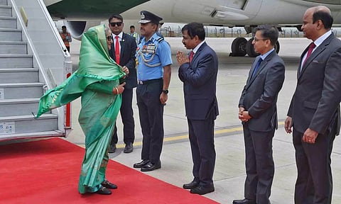 Bangladesh PM Sheikh Hasina arrives in New Delhi on Saturday (Photo/X@MEAIndia)