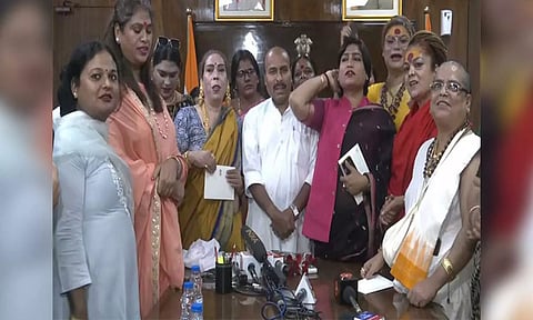 BJP leader Virendra Kumar with transgender community members. (ANI)