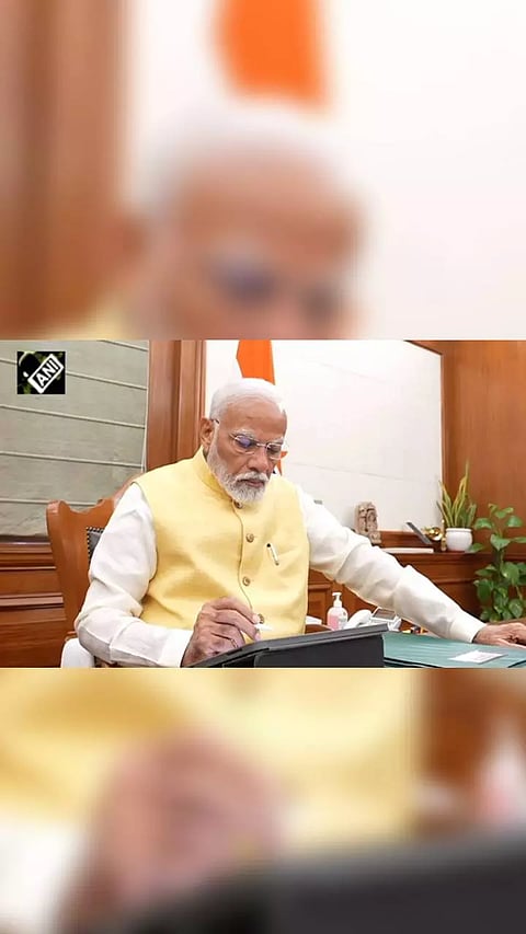 PM Modi returns to PMO for a historic third term. NSA Ajit Doval, Principle Secy PK Mishra also seen