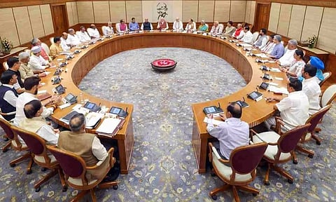 Prime Minister Narendra Modi Chairs His First Union Cabinet Meeting at the start of his third term, in New Delhi on Monday (ANI)